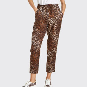 Veronica Beard Oksana Leopard Linen Crop Pants Size 2